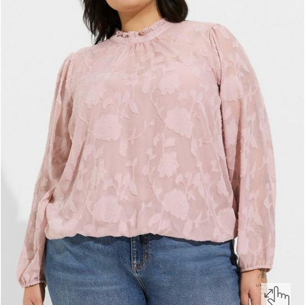 Torrid Chiffon Clip Floral Bubble Hem Blouse